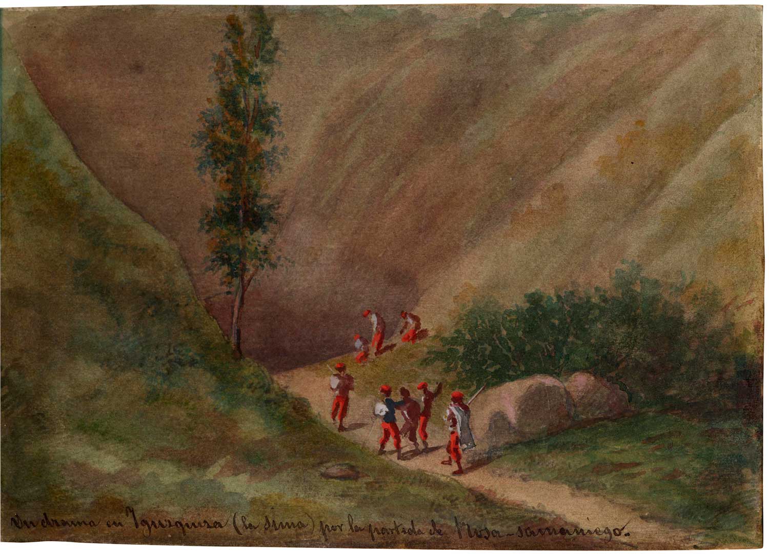 “Recuerdos de una Guerra Civil”. Acuarela “Un drama en Igúzquiza (la Sima) por la partida de Rosa Samaniego”