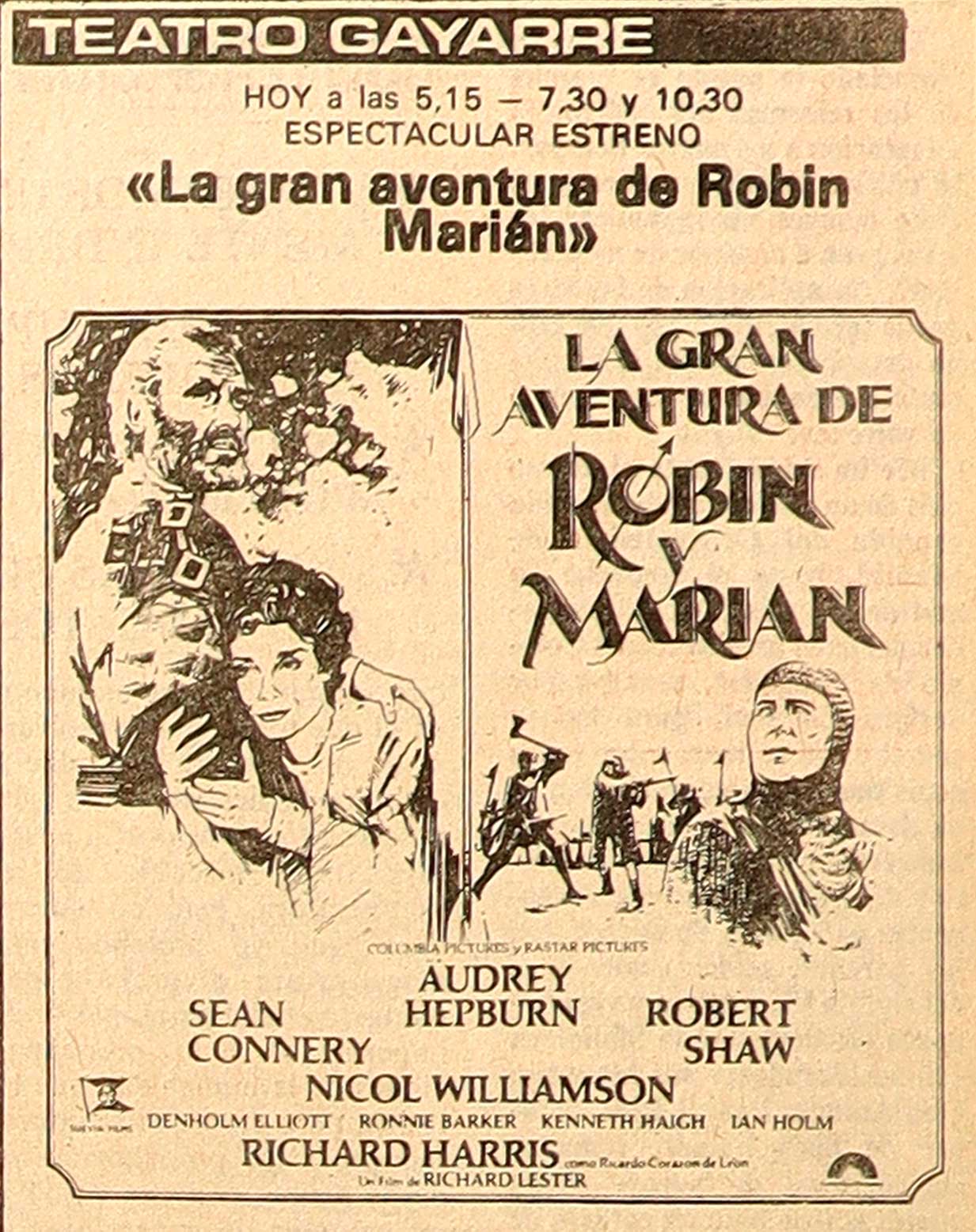 Anuncio sobre el estreno de la película. Pamplona, 23 de marzo de 1978