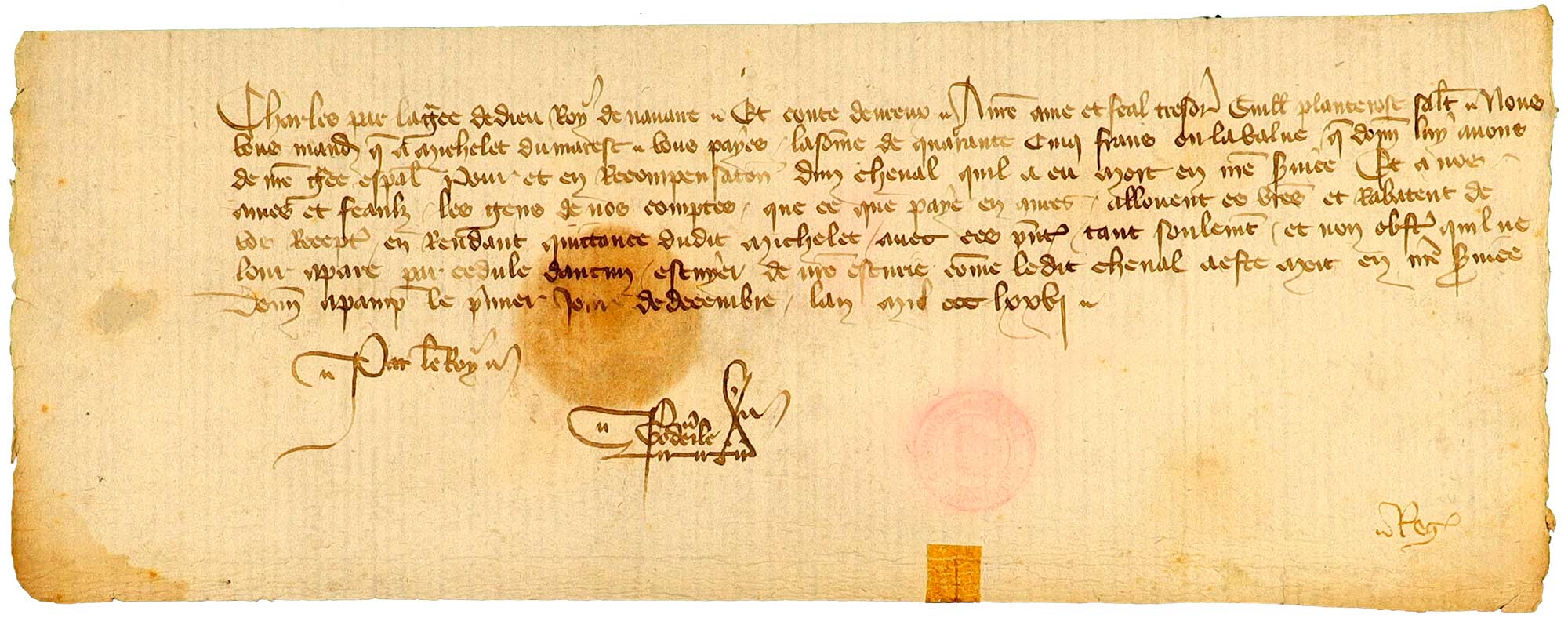 Pago a los frailes franciscanos para que recen por el alma “de nuestro muy caro y muy amado hermano el duque de Durazzo a quien Dios absuelva”. 