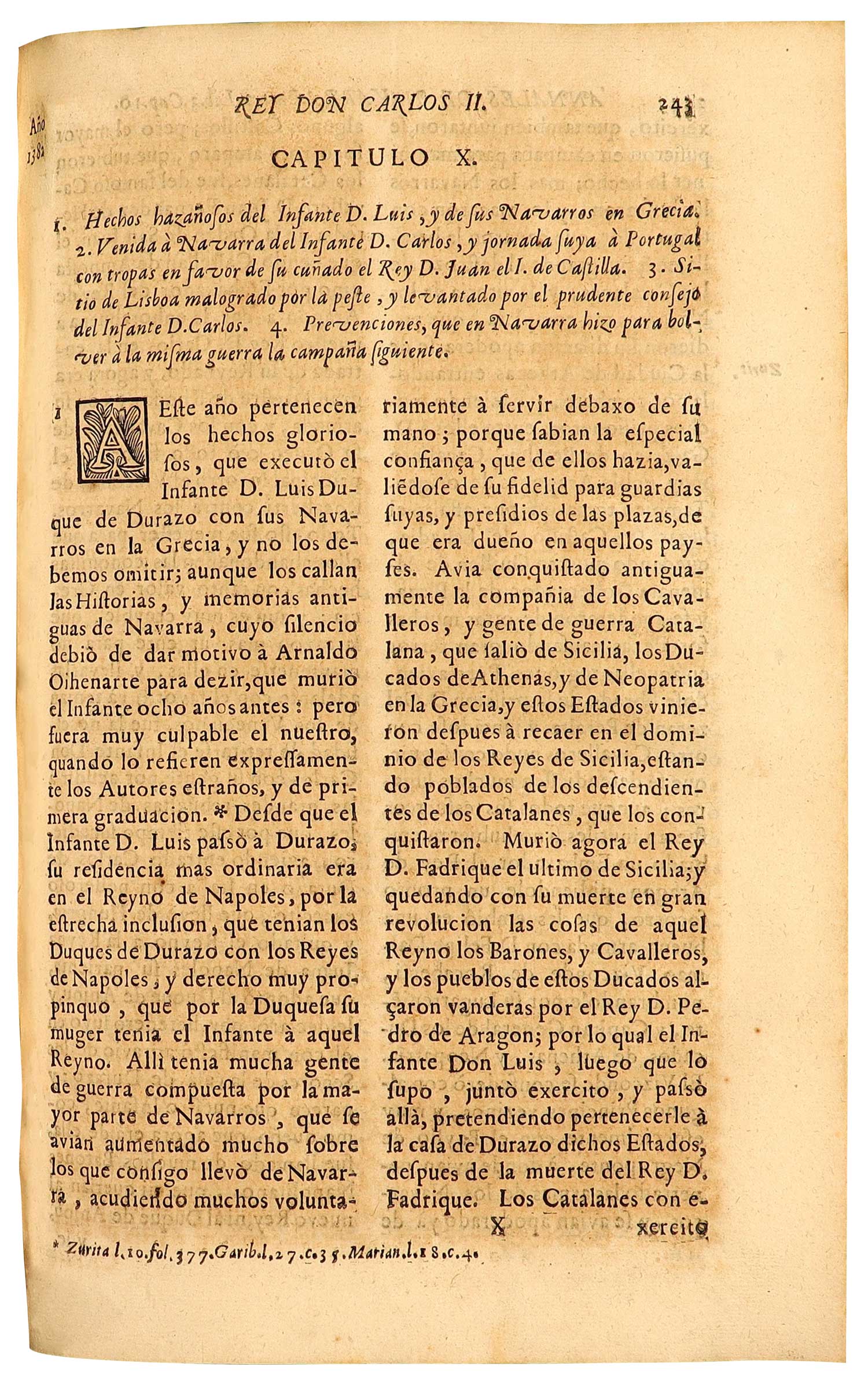 Capítulo dedicado a los “hechos hazañosos del infante D. Luis y de sus navarros en Grecia”.