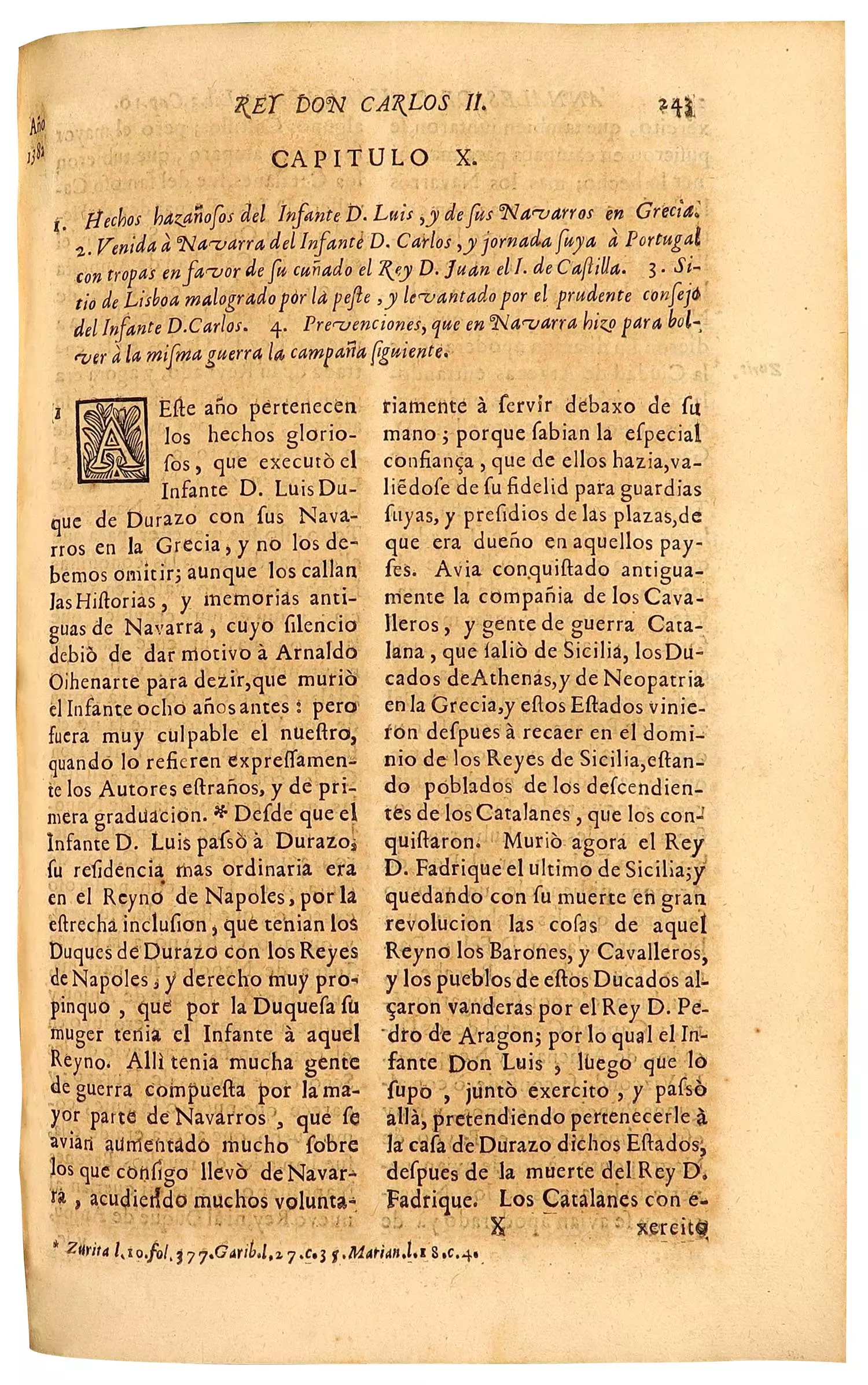 Capítulo dedicado a los “hechos hazañosos del infante D. Luis y de sus navarros en Grecia”.
