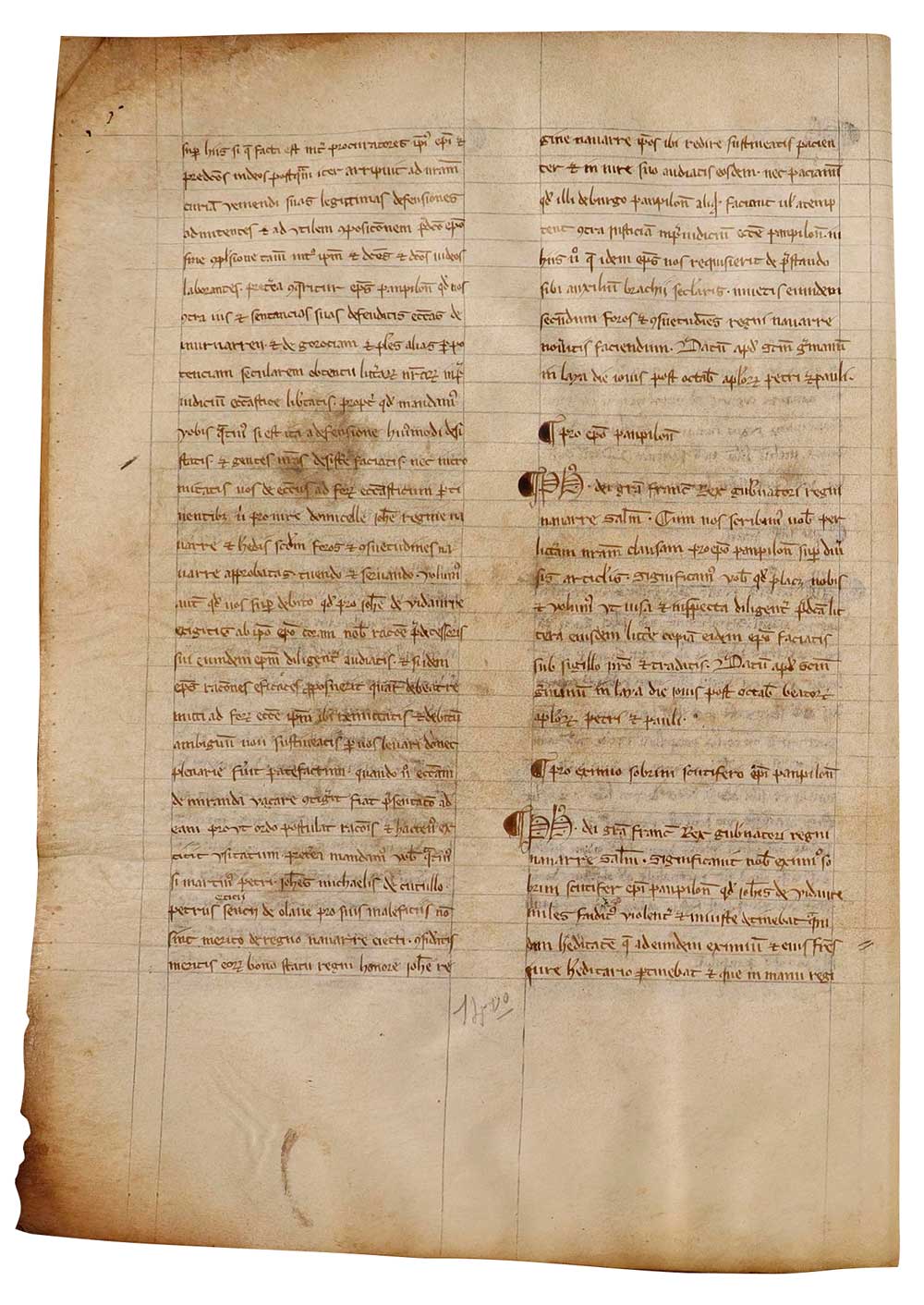 Felipe III el Atrevido, rey de Francia, ordena al gobernador de Navarra que compense al obispo y a la catedral de Pamplona por los daños sufridos durante la guerra.