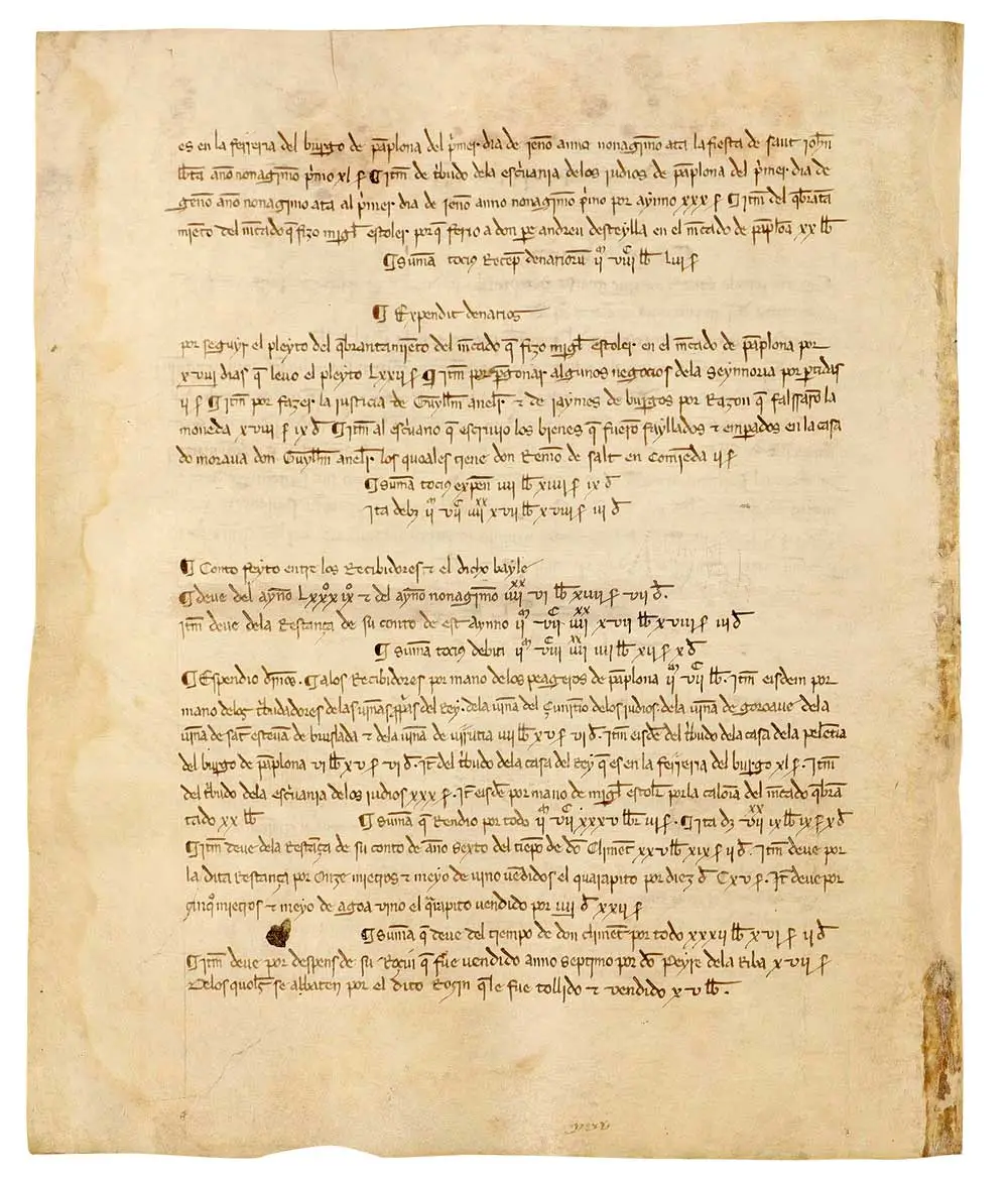 Gastos del baile de Pamplona en la ejecución de Gillhem de Anelier y por el embargo de sus bienes, acusado de falsificar moneda. 1291